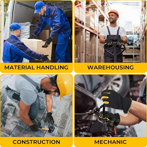 HANDLANDY Work Gloves Mens & Women, Utility Safety Mechanic Working Gloves Touch Screen, Flexible Breathable Yard Work Gloves (Small, Black-Yellwo) - color: Black Yellow (1 Pair), size: Small