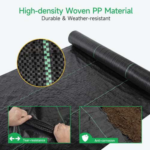 GreatBuddy 4FT × 200FT Weed Barrier Landscape Fabric Heavy Duty, 3.2oz High Density Weed Cloth for Greenhouse, Garden, Yard, Pathway, Ultra Durable Woven Weed Control Ground Cover, Easy Setup - size: 3.2oz-4x200FT