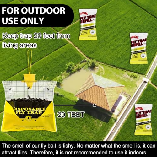 Fly Bait Attractant Trap Refill Packets 15x30g for Reusable Traps Outdoors - size: 15 pack