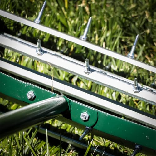 Rolling Lawn Aerator, 57" Manual Push Spike Aerator with 1.4" Rolling Spikes, Heavy Duty Lawn Aeration Tool, Galvanized Steel Soil Aerator for Garden Yard Grass, Lawn Care and Landscaping