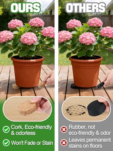 30Pcs 2" Dia Invisible Non-Slip Cork Pot Feet for Outdoor Planters Drainage - style: 30 pcs