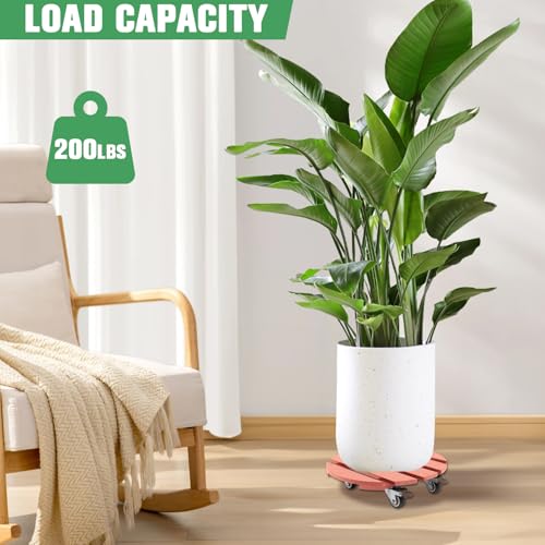 Plant Caddy with Wheels Heavy Duty, 12 Inch WPC Rolling Plant Stand - color: Brown, size: Round