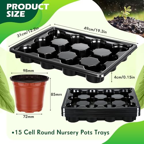 Lounsweer 6 Sets 4 Inch Plant Nursery Pots 72 Pcs and 12 Cell Plant Seed Starter Trays 6 Pcs, Sturdy Seeds Starting Germination Shuttle Carrying Trays, Small Planter Nursery Propagation(Brick Red) - color: Brick Red