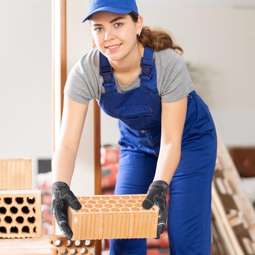 HANDLANDY Mens Work Gloves Touch screen, Utility Mechanic Gloves, Flexible Breathable Fit- Padded Knuckles & Palm - color: Black White, size: Large