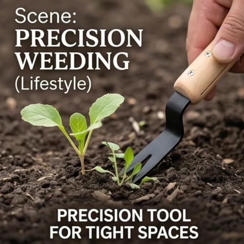 Manual Weeding Tools Set - Short-Handled Root Digger & Soil Loosener, Durable Carbon Steel Portable Weeder for Gardens, Farms, Lawns, Vegetable Plots, Removes Weeds by The Roots