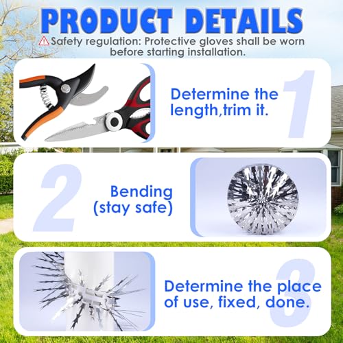 Bird Spikes for Outdoor, 5 FT, Stainless Steel, 5 Pack - size: 5PACK