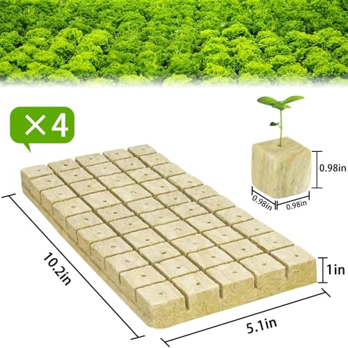 Halatool 1 Inch Rockwool Cubes for Hydroponics, 200 Plugs Seed Starter Cube - color: 4 Sheets, size: 1" Cubes