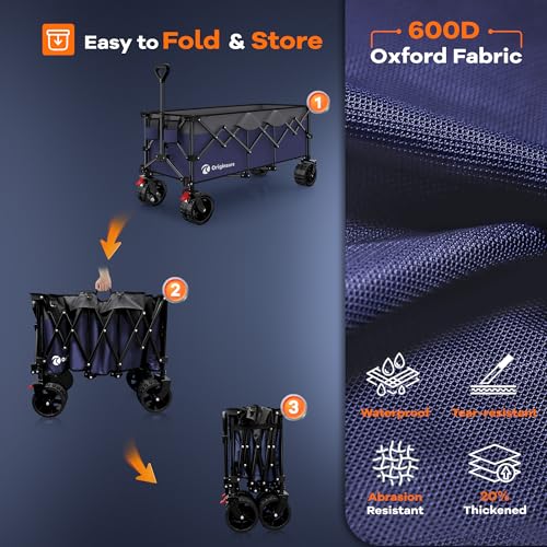 Originsure 300L Beach Wagons Carts Foldable with Big Wheels, 560lbs, Purple - color: Grey&purple