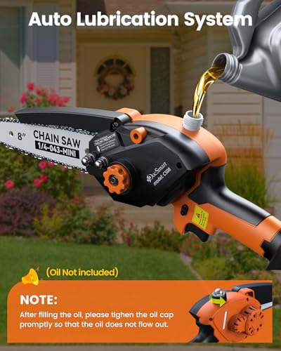 Mini Chainsaw with 1500W Brushless Motor, Electric Saw for Wood Cutting - color: Light Orange