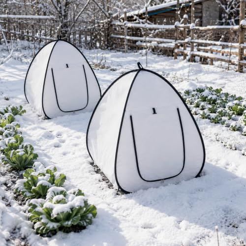 2 Pcs Pop Up Shrub Freeze Protection, Winter Plant Frost Cover Tents - color: 36''x36''x38''
