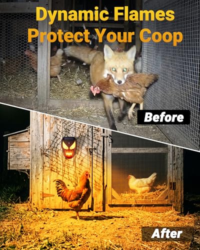 4 Packs Nocturnal Animal Repeller - Solar Coyote Deterrent with Flame Flashing Lights for Chicken Coop, Yard & Garden Protection Against Raccoons, Foxes, Deers, Skunks, Hawks