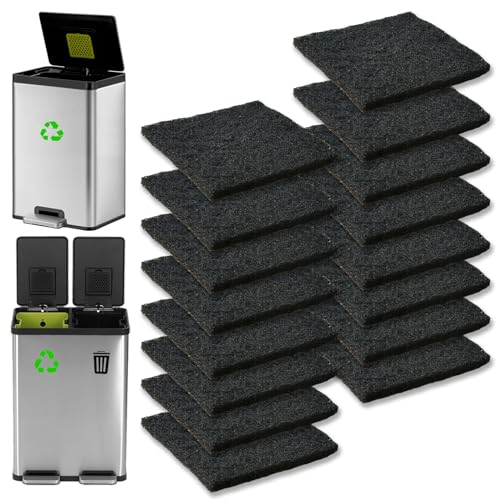 16 Pack Activated Carbon Filter with 2 Pack Recycle+Trash Sticker Fits EKO Trash Can with Built-in Compartment, Also Fits SIMPLI-Magic Garbage Bins, for Trash Can and Compost Bin - style: 16 Pack Filter & Recycle+Trash Sticker
