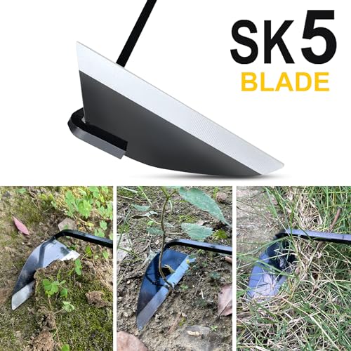 Hanpex Japanese Wide Blade Gardening Tools I Premium Quality Hand Hoes/Weeding Sickle Have Very Sharp Edge for Quick Work - style: Long Handle