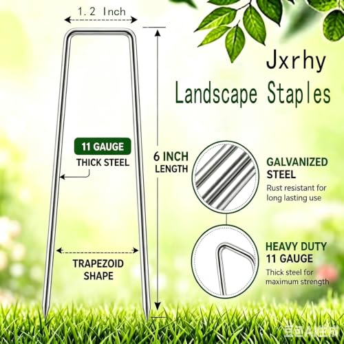 100 Pcs Landscape Staples 6 inch Garden Stakes Galvanized Pins U-Type - size: 100 Pcs x 6"