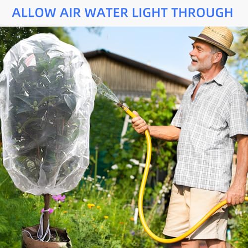 Fruit Protection Bags with Drawstring, 4 Packs Blueberry Bush Netting, Ultra-Fine Mesh Garden Insect Tree Cover, Plant Cover for Pest, Insect Bird Barrier Netting-3.3 x 2.6Ft - size: 3.3 x 2.6Ft