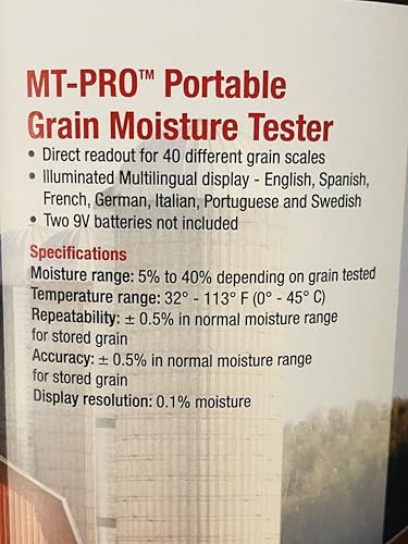 Agratronix MT-Pro Portable Moisture Tester for Grain with Digital Meter Readout, Grain Tester with Carry Case