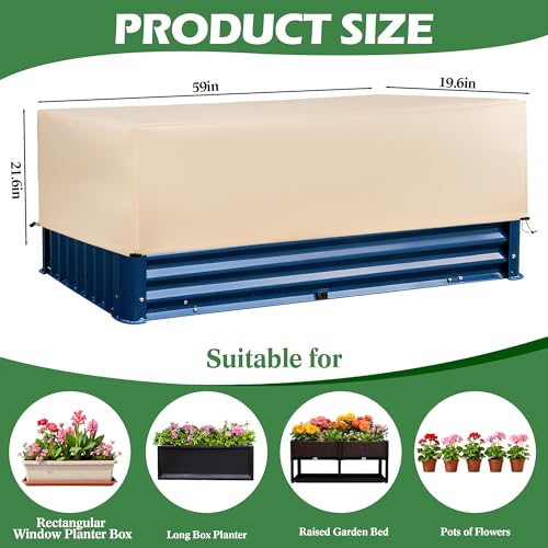 Plant Covers Freeze Protection 2 Pack with Elastic Drawstring, 3.54 oz/yd² Winter Cold Weather Frost Blanket Planter Box Cover for Raised Bed Outdoor Flowers Potted, 59 x 19.6 x 21.6 INCH - size: 59 x 19.6 x 21.6 INCH