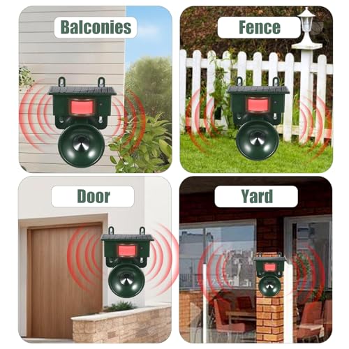 Upgraded Solar Ultrasonic Bird Repellent Devices Outdoor Bird Deterrents for Outside Patio Garden Pigeon Repellent for Balcony Keep Crows Sparrows Starlings Out of Fruit Trees,Swimming Pool,Roof