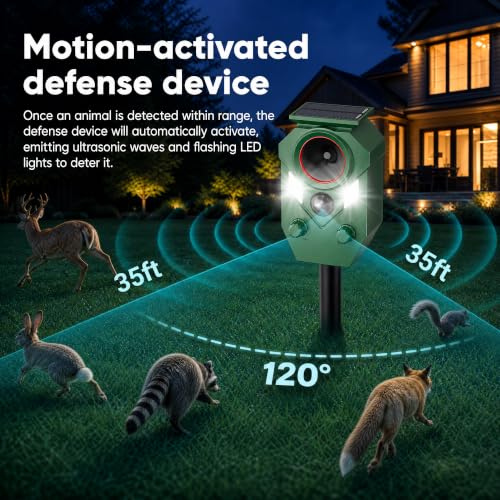 Solar Ultrasonic Animal Deterrent Outdoor, Deer Repellent Devices - size: 4PCS