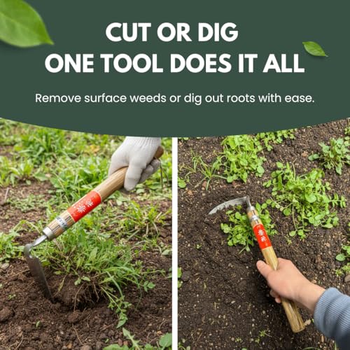 forest Originals Hounen Miyawaki Nejiri Kama Weeder – Japanese Weeding Sickle, Twisted Stainless Steel, 4.7 in (12 cm) Blade, 13 in (33 cm), Root Slicer for Garden Beds & Crabgrass, Made in Japan