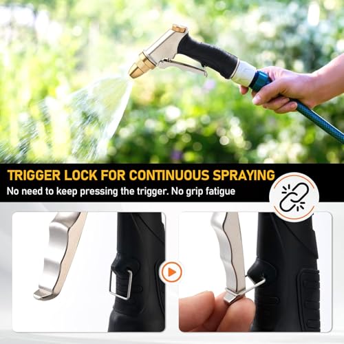 Heavy Duty Metal High Pressure Garden Hose Nozzle Set with Expandable Flexible Water Hose, Adjustable Spray Water Sprayer Gun for Car Washing Lawn Watering Patio Cleaning