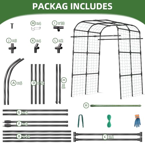 Extra Wide Garden Arch Trellis,71×64×83 in Metal Plant Climbing Support - size: 71"L x 64"W x 83"H