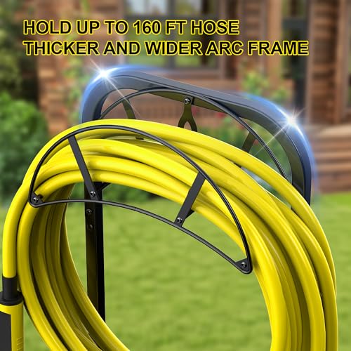 Suchek Garden Hose Holder, Upgraded 4 Spikes Water Hose Holder, Heavy Duty Hose Stand Holds 150ft Hose, Freestanding Hose Hanger, Hose Storage Organizer for Outside Yard Lawn (Black) - style: 4 Spikes-Black