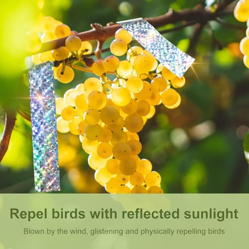 Bird Scare Reflective Tape, 2 Inch x 328 ft Roll, Double-Sided Flash Tape for Sparrows and Woodpeckers, Outdoor Bird Deterrent for Gardens, Farms, Orchards, Homes