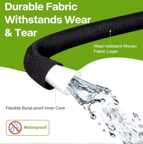 Garden Hose 50 ft x 5/8 in, Ultra-Light, All-Weather Water Hose, Leak-Free Connections,High Pressure Abrasion-Resistant Eco-Friendly, Black