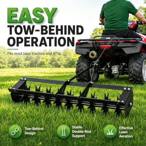 32 Inch Tow Behind Spike Aerator, 132.28 LBS Tool Tow Behind Lawn Aerator