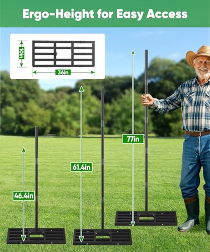 Lawn Leveling Rake 44x10 inch, Heavy Duty Reinforced Lawn Leveler Tool, Garden Landscape Rake with 77" Adjustable Handle, Yard Ground Leveler for Backyard, Garden, Golf Course, Farm, Pasture