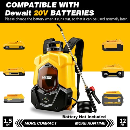 Battery Powered Backpack Sprayer for DEWALT 20V Max Battery