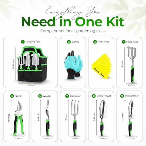 Garden Tools Set 8 PCS Heavy Duty Stainless Steel Gardening Tools for Women - style: Plastic - Pack of 8