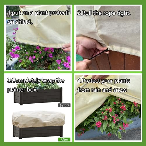 Plant Cover Freeze Protection, Winter Plant Covers, Plant Frost Cover, Tree Plant Freeze Protection Covers, Planter Plant Winter Frost Blanket with Zip Drawstring,2 Pack (39.3x17.7x15.7INCH) - size: 39.3*15.7*17.7(4-PACK)