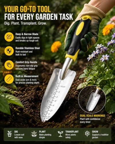 Garden Hand Trowel, Heavy Duty Stainless Steel Shovel for Planting (Narrow Trowel) - color: Narrow Trowel