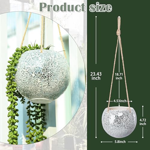 Ceramic Hanging Planter, Silver Small Flower Plant Pot Indoor Decor - color: Silver