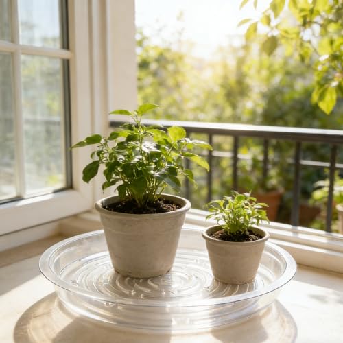 12 Pcs 12 Inch Plant Saucer, Clear Plastic Plant Saucers Flower Pot Tray Excellent for Indoor & Outdoor Plants, Heavy Sturdy Plastic Planter Flower Pot Saucers, Plant Water Drip Trays for Pots Base