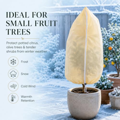 Sukh Plant Covers Freeze Protection - 2 Pack Plant Covers for Winter, Beige