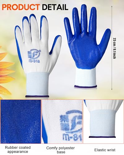Honeydak 36 Pairs Garden Gloves Bulk for Men Women - color: Blue, Orange
