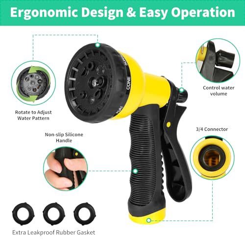 25FT Water Hose, Heavy Duty Stainless Steel Garden Hose with 10 Function Nozzle, Lightweight Metal Hose, No Kink, Leak-proof, Puncture Resistant for Yard, Outdoor, RV