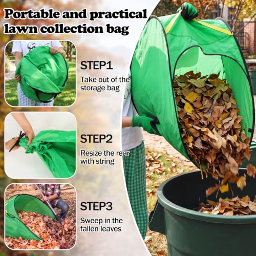 Fourluoo 70 Gallon Leaf Collector, Portable Pop up Leaf Bags and Gloves - style: Simple