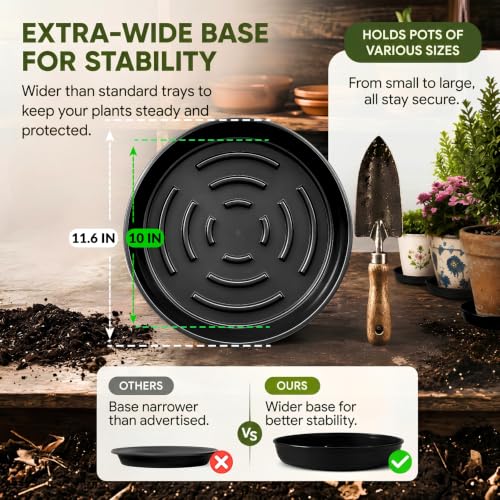 10 Pack Plant Trays 10 inch Heavy Duty Plant Saucers for Indoor Outdoor Use - color: 10 INCH BASE