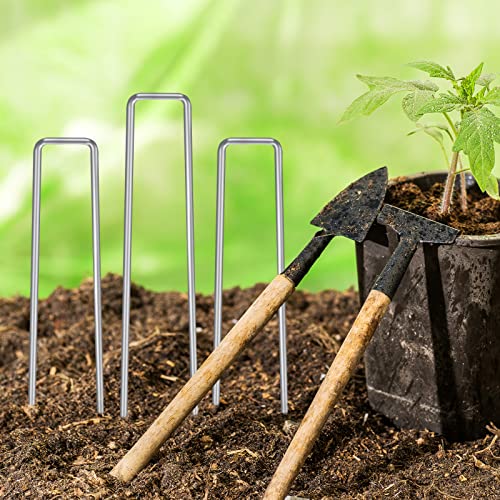 HongWay 420 Pack Landscape Staples, 6 Inch Garden Stakes Galvanized Steel - size: 6 Inch, 420pcs