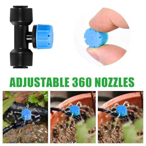 30 Pcs Three-Way Drip Irrigation Spray Emitters for 1/4 inch Tubing. - color: Blue