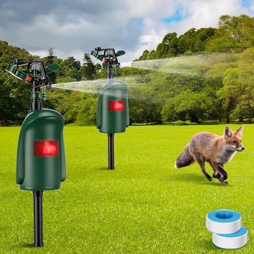 Qualirey Motion Activated Sprinkler Motion Activated Cat Deterrent Deer Repellent Animal Deterrent Devices for Garden Outdoor Need 3/4 Inch Hose Quick Coupler(Not Included)(2 Pack)
