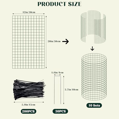 10 Sets 20"x 12" Wire Plant Protector from Animals, Plant Protector Cages - color: Green-10pcs