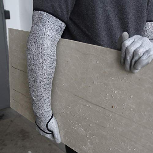 Protective Arm Sleeves, Level 5 Protection Cut Resistant Sleeves with Thumb Hole (Grey) - color: Grey