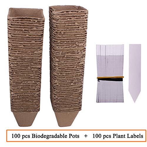 100 Pack 3.15" Square Biodegradable Peat Pots Plant Nursery Pots - size: Square(8cm) 100pack