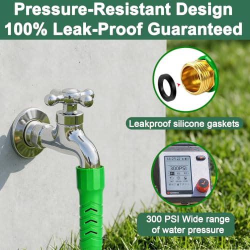 10FT Lightweight Garden Hose,Durable and Flexible Water Hose Non-Kink,Non-Slip Swivel Handles,All-Weather Leader Hose for Boats,RV,Marine Washdown,Lawn,Garden,Leakproof (GreenBlack, 10 Ft) - color: GreenBlack, size: 10 Ft