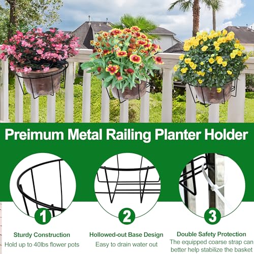 Hanging Railing Planter, Fit 1.5” to 4.5” Rail Fence Deck, 3 Pack